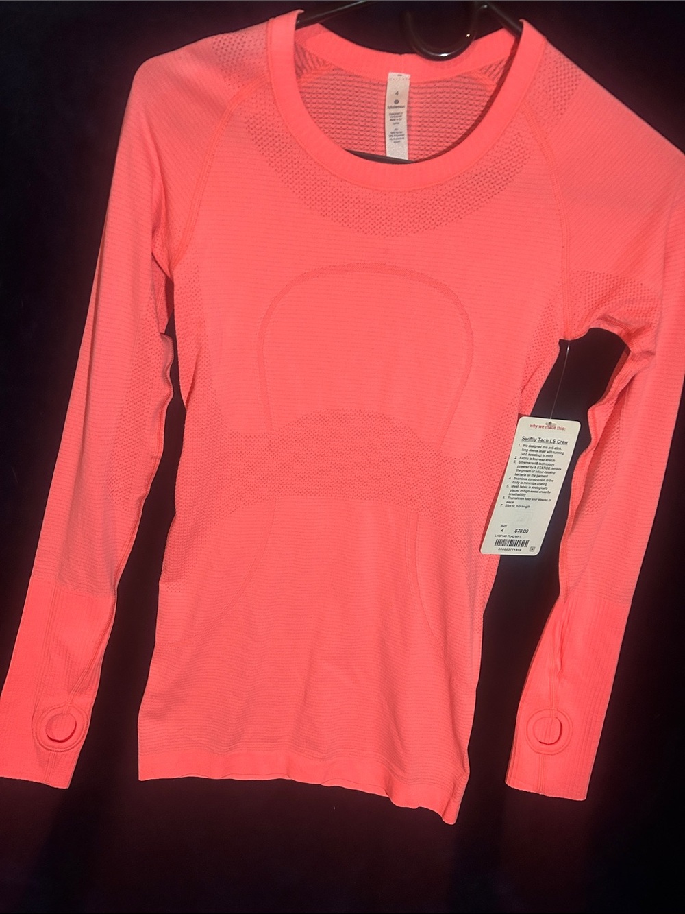 Lululemon NWT Coral SWIFTLY LS CREW Active Top